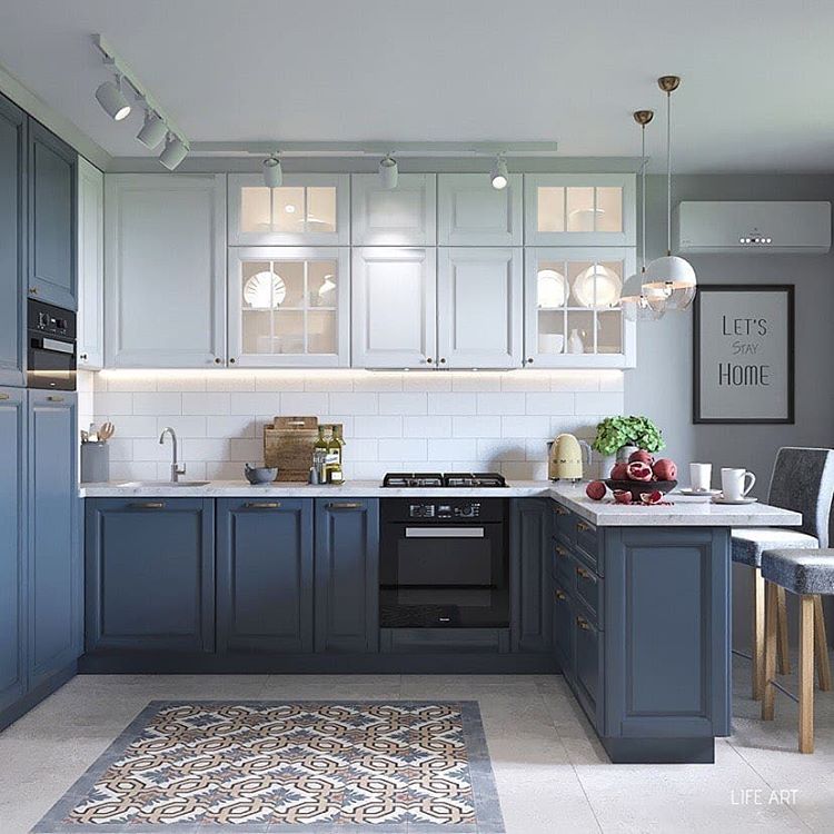 Синяя кухня в интерьере: 100+ новых идей. Фото. Тренды