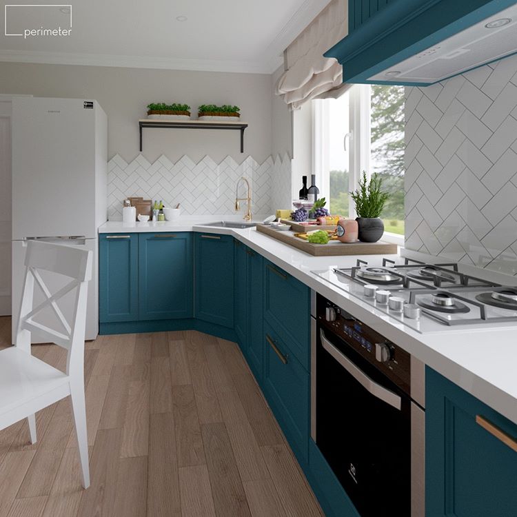 синяя кухня дизайн